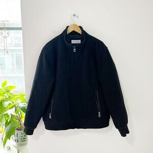 NEW Calvin Klein Men's Black Wool Bomber Jacket Size Large